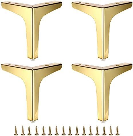 OwnMy 4PCS Gold Metal Furniture Legs Feets - 6" Modern Sofa Couch Chair Table Cabinet DIY Furnitu... | Amazon (US)