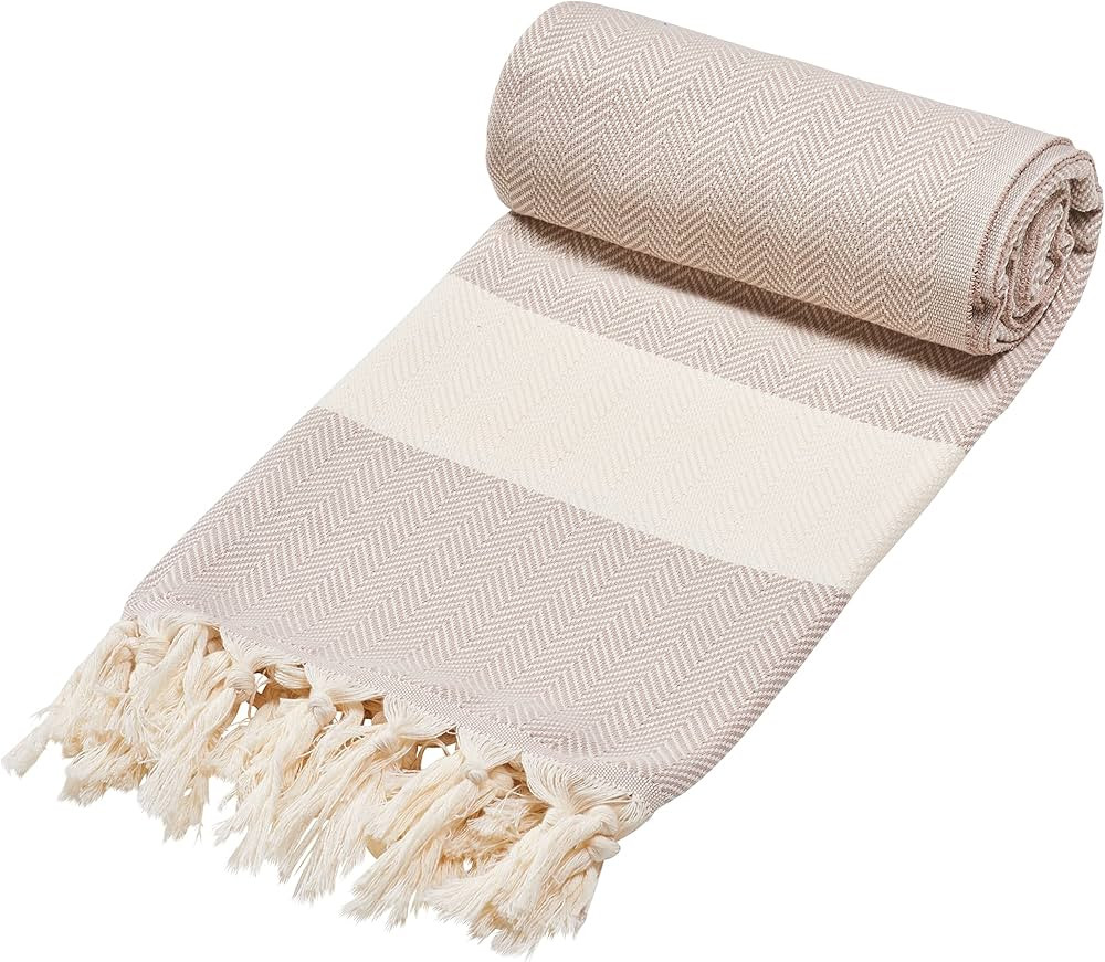 Sowel® Hamam Fouta, Serviette de Plage, 100% Coton, Beige, 200 x 100 cm | Amazon (FR)
