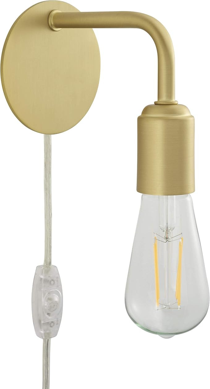 Trasso Industrial Plug in Wall Sconce | Satin Brass Bedroom Wall Lights with LED Bulb LL-WL112-3S... | Amazon (US)