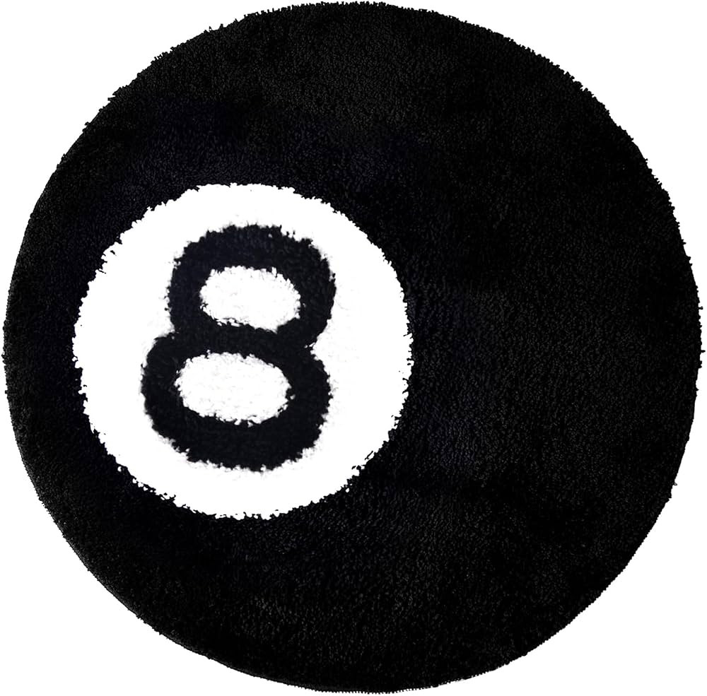 8 Ball Rug - 24 inch Black Round Rug Billiard Pool 8 Ball Carpet, Non-Slip Bath Mat Flocking Floo... | Amazon (US)