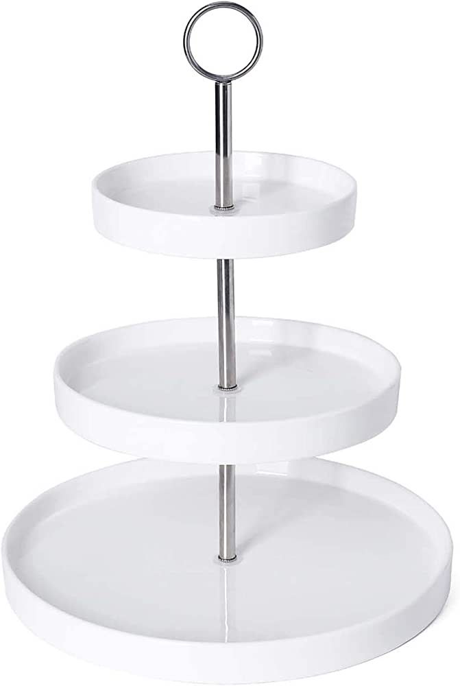 Sweese 734.101 3-Tier Porcelain Cupcake Stand, Tiered Dessert Stand, Cake Stand - White Porcelain... | Amazon (US)