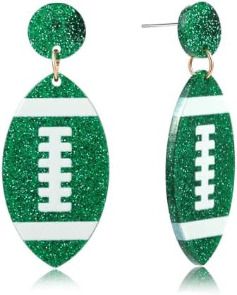Gameday Football dangle Earrings for Women Glitter Team Color Jewelry for Football Mom Super Bowl... | Amazon (US)