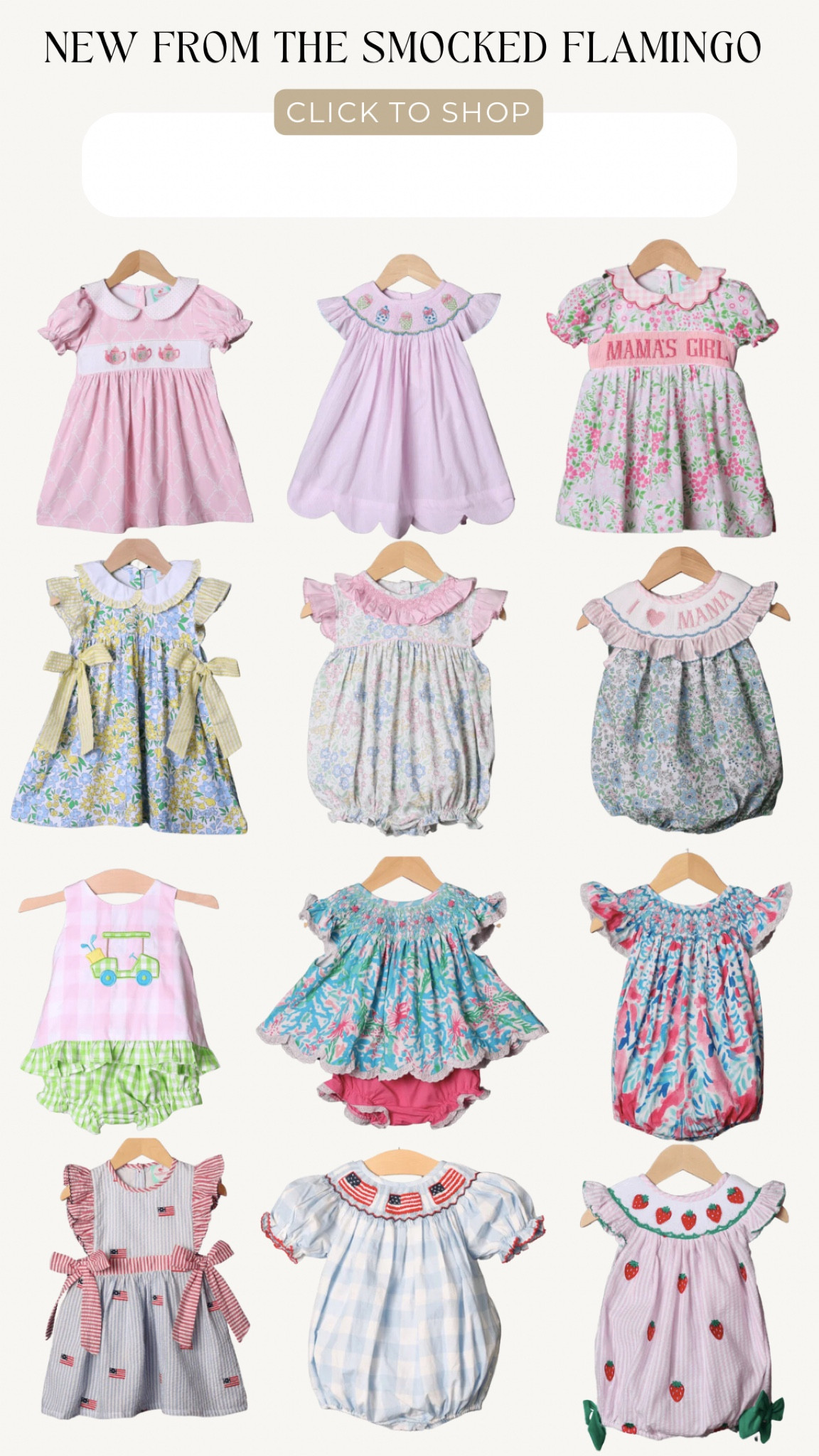 New spring styles from the smocked flamingo. 



#LTKkids #LTKbaby #LTKfindsunder50