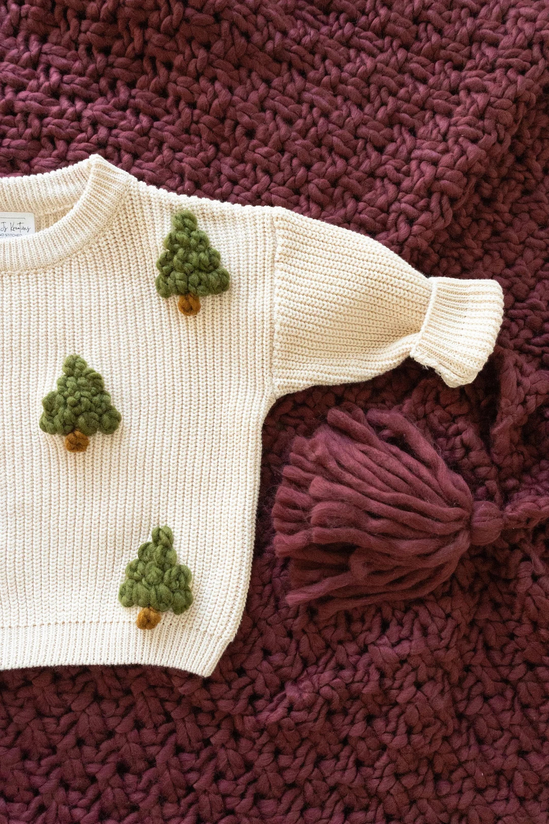 Christmas Tree Sweater Hand Stitched Childrens Embroidered - Etsy | Etsy (US)