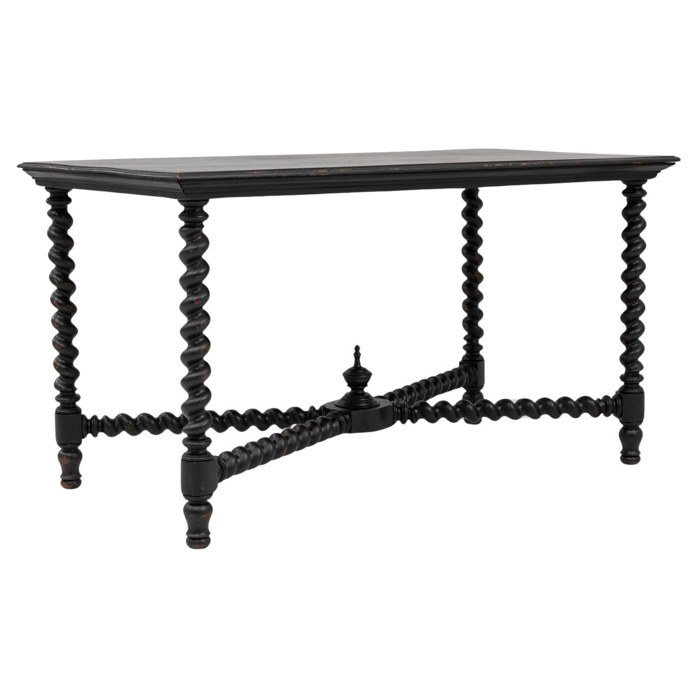 1880s French Black Patinated Barley Twist Table | 1stDibs