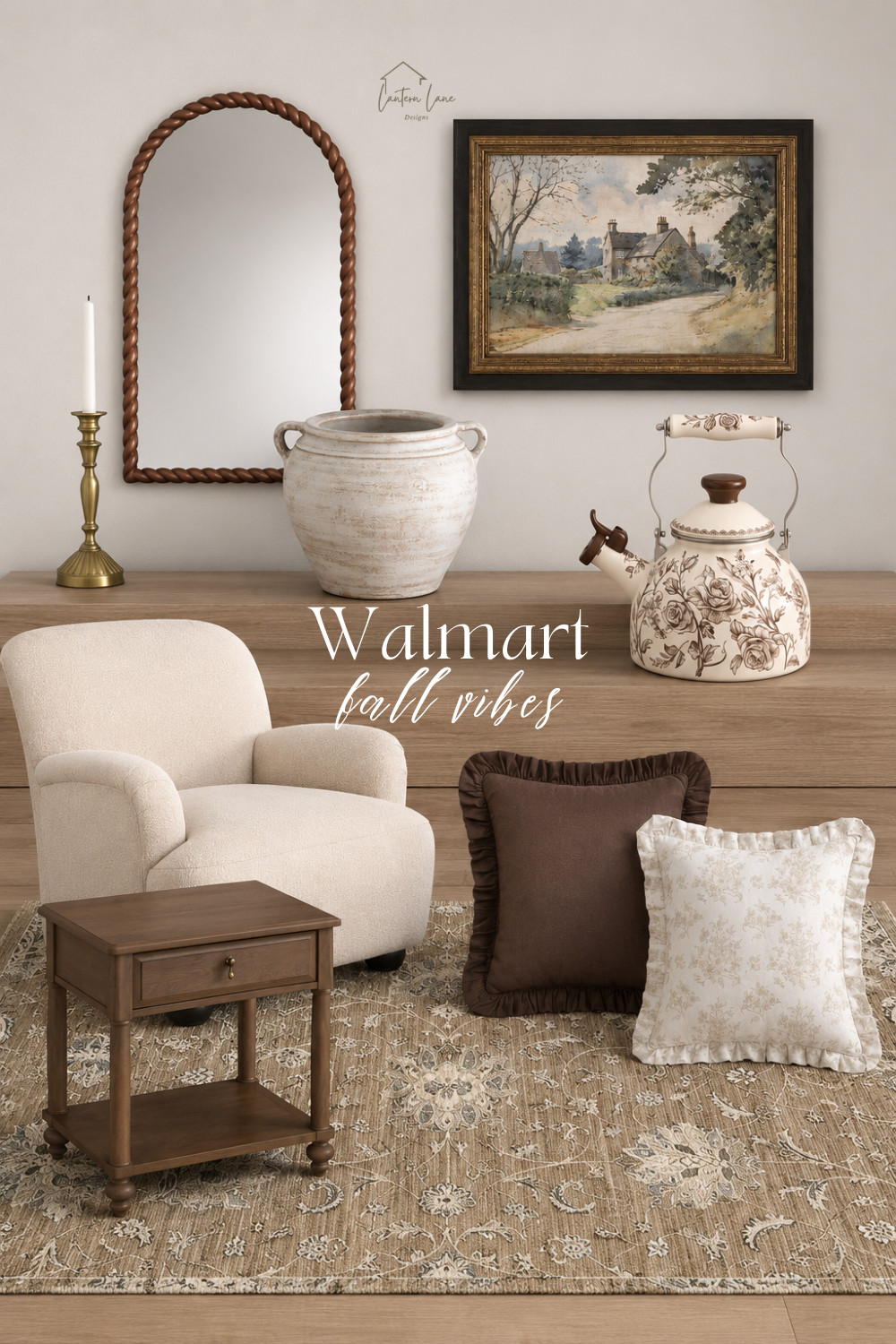 Create a warm and cozy home this fall without overspending! 🍂 These affordable Walmart fall decor finds bring vintage charm with warm wood tones, cozy accent pillows, timeless artwork, a beautiful neutral rug, and classic home accessories that look far more expensive than they are. If you love cozy cottage, modern farmhouse, Nancy Meyers-inspired interiors, and designer looks for less, you'll love these budget-friendly home decor finds. 

 #LTKSeasonal #LTKHome #LTKSaleAlert