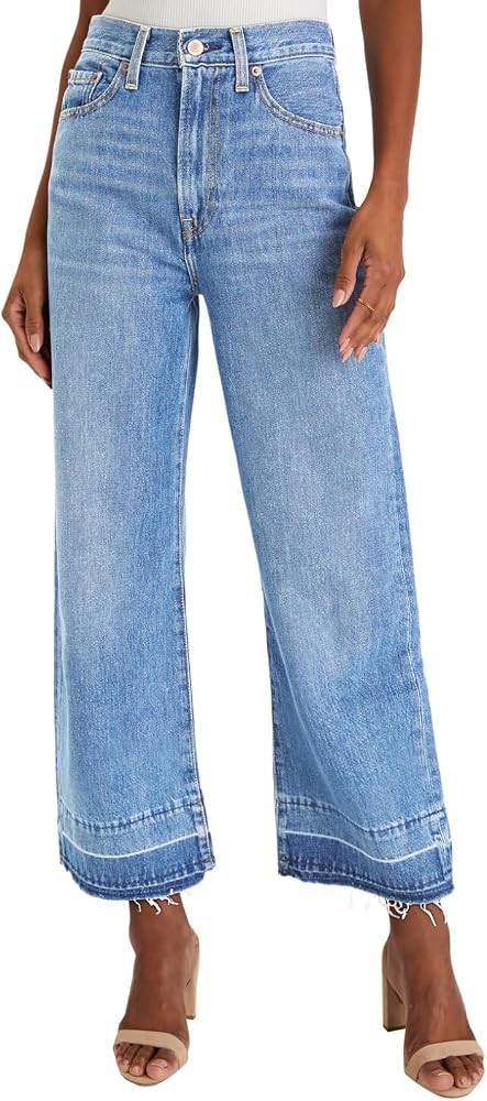 Astylish Womens High Waisted Cropped Jeans Fashion Wide Leg Stretchy Baggy Denim Pants Bootcut Pa... | Amazon (CA)