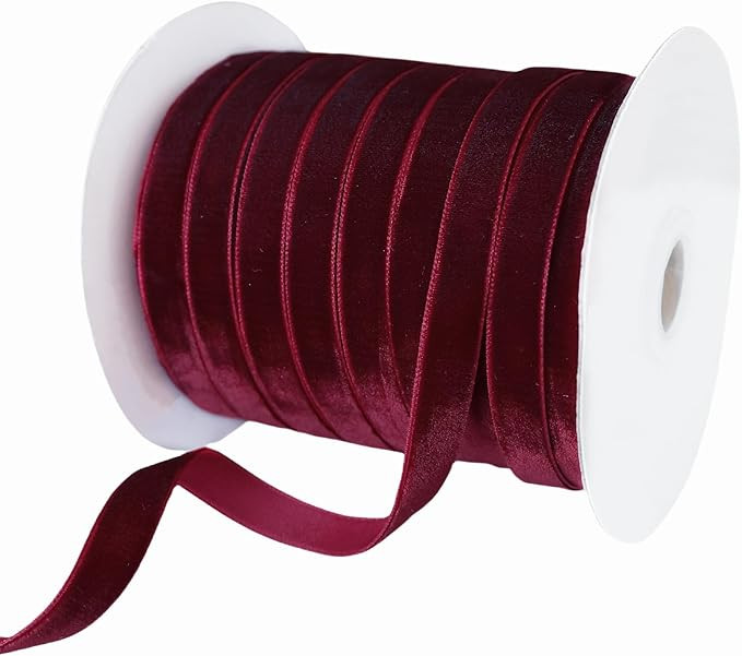 Abbaoww 50 Yards Vintage Burgundy Velvet Ribbon 3/8 Inch Wide for Gift Wrapping Christmas Wedding... | Amazon (US)