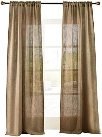 Amazon.com: Valea Home Soft Burlap Natural Tan Rod Pocket Window Curtain Panels for Living Room, ... | Amazon (US)