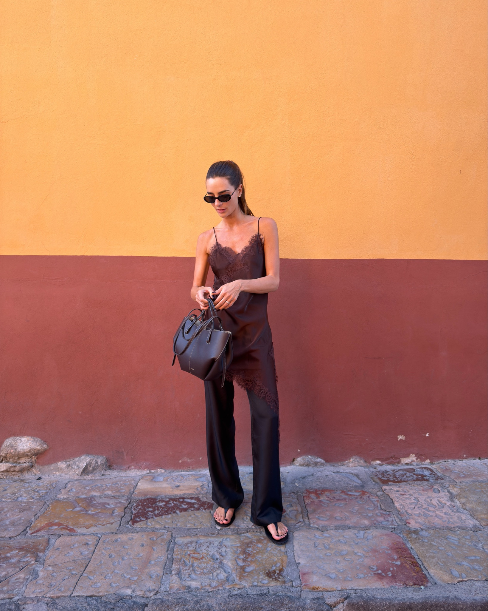 Zara lace dress, lace layering, loulou de saison, polene bag, Manebi shoes 