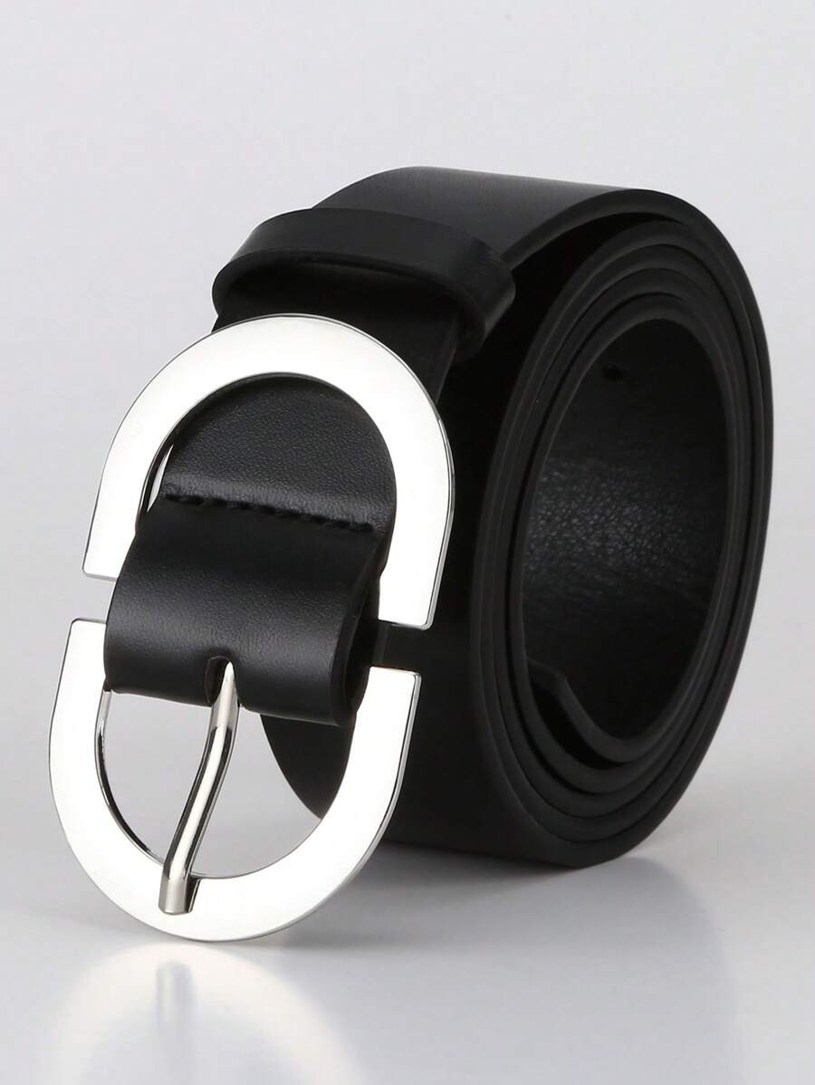 1pc Women's Plus Size Black Double D Letter Buckle Pu Fashion Belt, Girlfriend Gift Summer, Schoo... | SHEIN