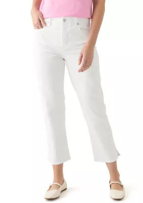 Crown & Ivy Women's Cropped Straight Fit Jeans, White, 14 | Belk
