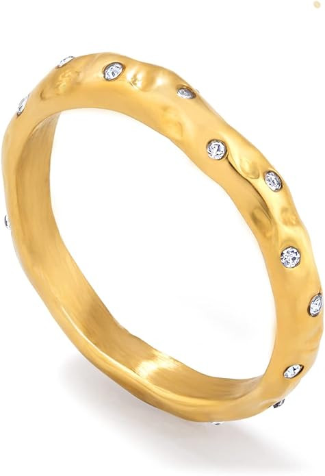 Chunky Rings, Gold Signet Dome Croissant Pinky Stackable Ring for Women Men, Non-Tarnish Premium ... | Amazon (US)