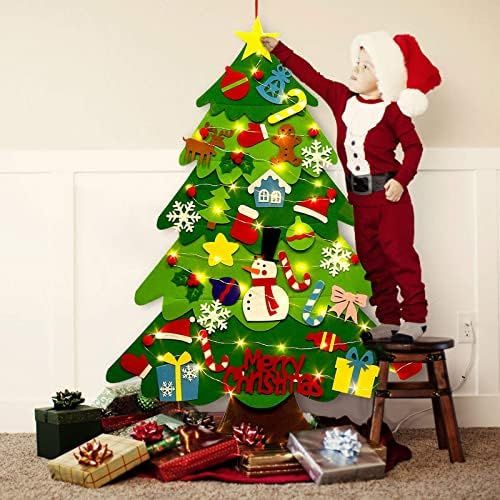 Felt Christmas Tree, 3.2ft DIY Wall Christmas Tree with 32 Pcs Detachable Ornaments Wall Decor and 5 | Amazon (US)