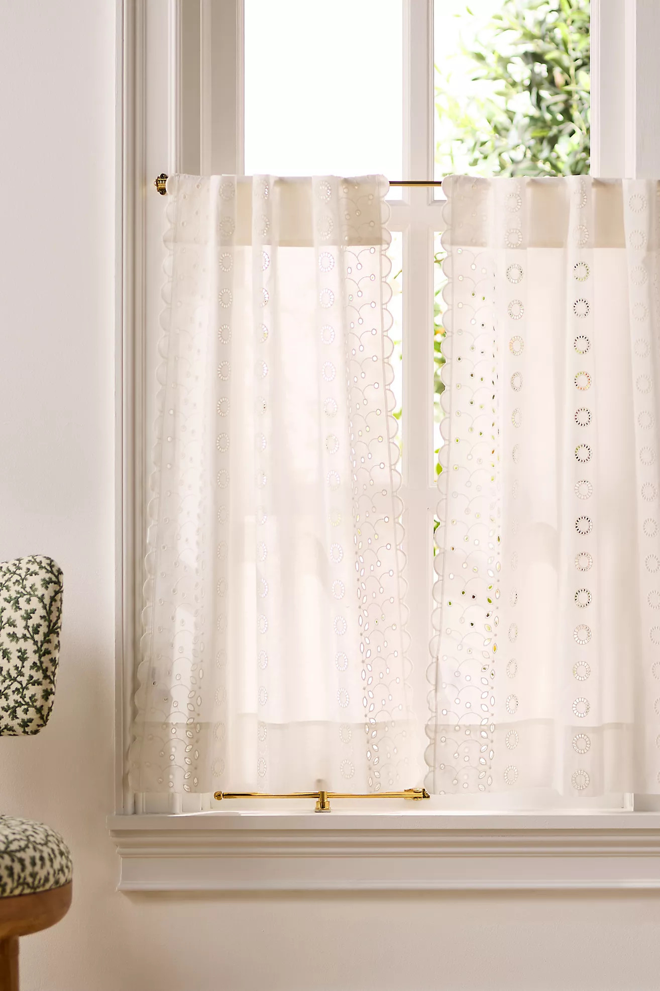 Sigrid Cotton Embroidered Scalloped Cafe Curtain, Set of 2 | Anthropologie (US)
