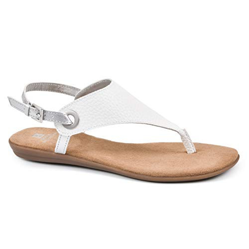 WHITE MOUNTAIN Shoes London Women's Flat Sandal, White/Tumbled Sm, 7.5 M | Amazon (US)