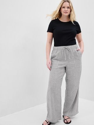Wide-Leg Linen Pants with Washwell | Gap Factory