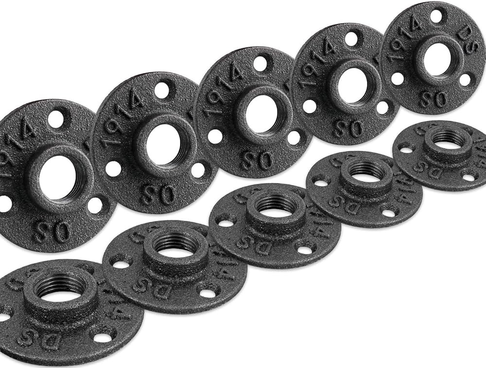 1/2" Floor Flange, Home TZH Malleable iron Pipe Fittings for Industrial vintage style, Flanges wi... | Amazon (US)