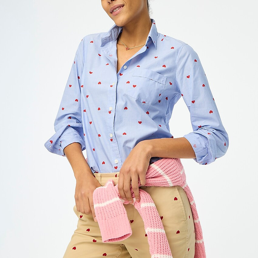 Printed button-up shirt in end-on-end cotton | J.Crew Factory