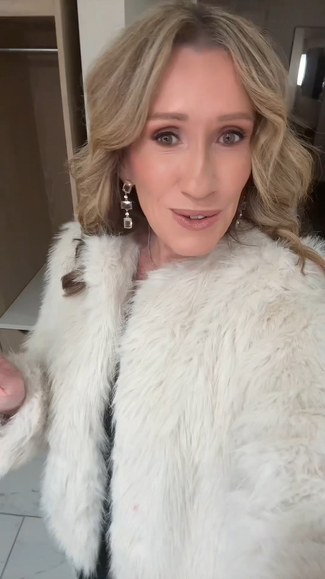 This little furry jacket is perfect for holiday parties ✨ I have worn this with a dress, pants and jeans.  I am in apricot in size smalll

#LTKHoliday #LTKSeasonal #LTKOver40