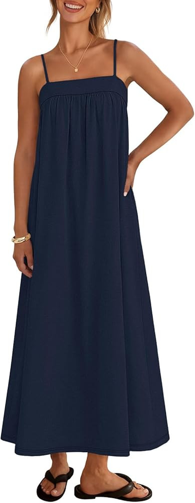 MEROKEETY Women's Boho Maxi Dresses 2026 Spaghetti Straps Spring Summer Sundress Casual Beach Vac... | Amazon (US)