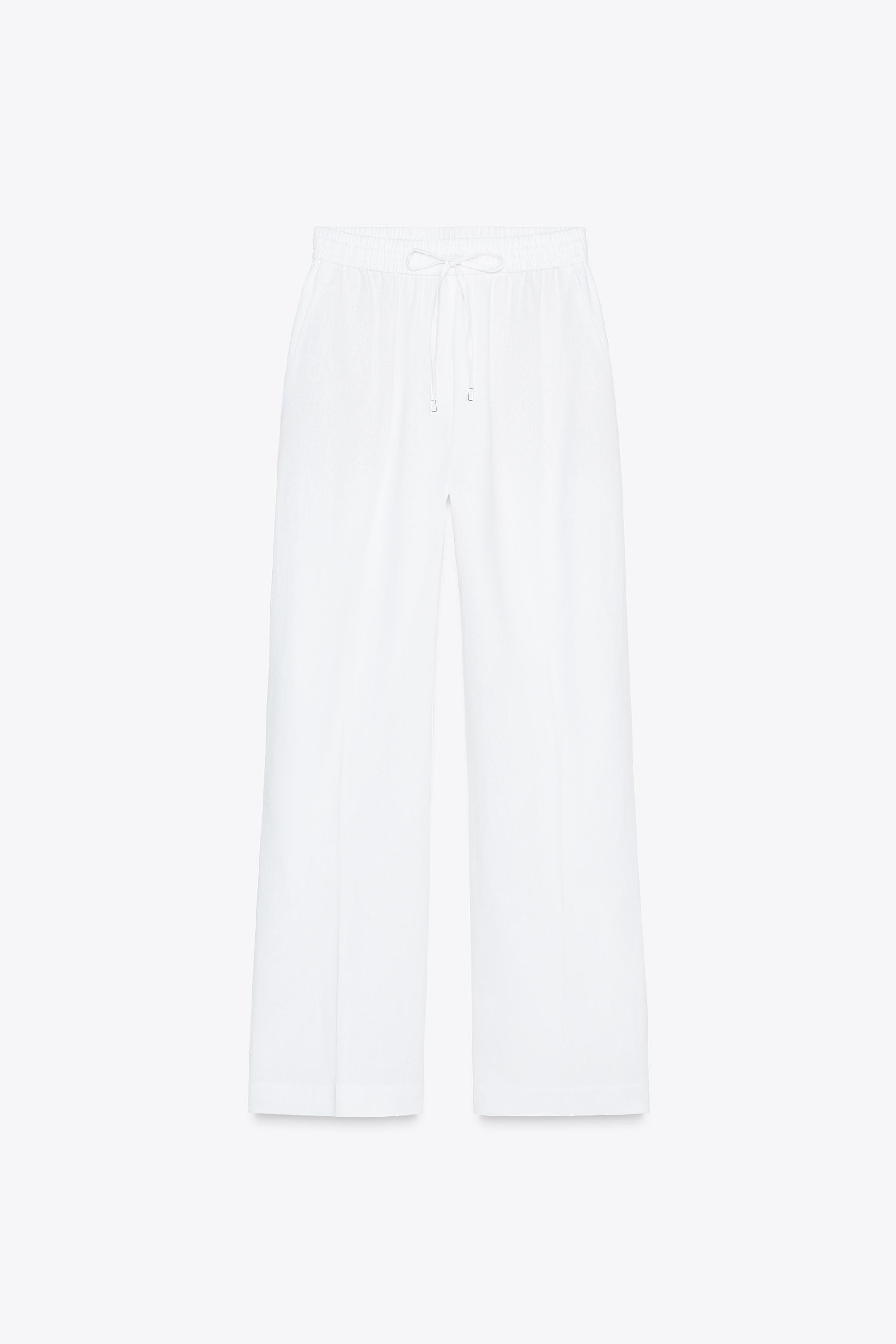 LINEN BLEND STRAIGHT PANTS | Zara US