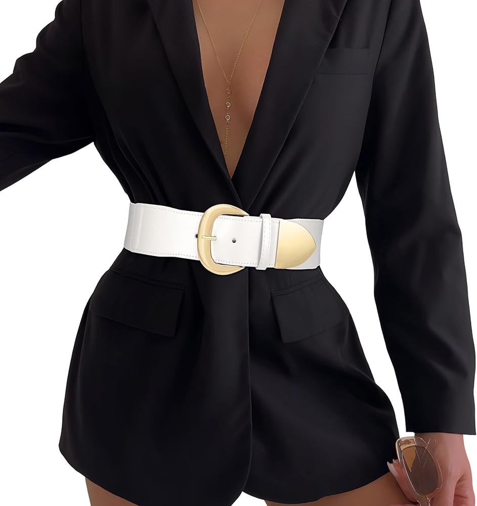 Women Wide Elastic Waist Belt for Dresses Fashion Thick Stretchy Belt for Trendy | Amazon (US)