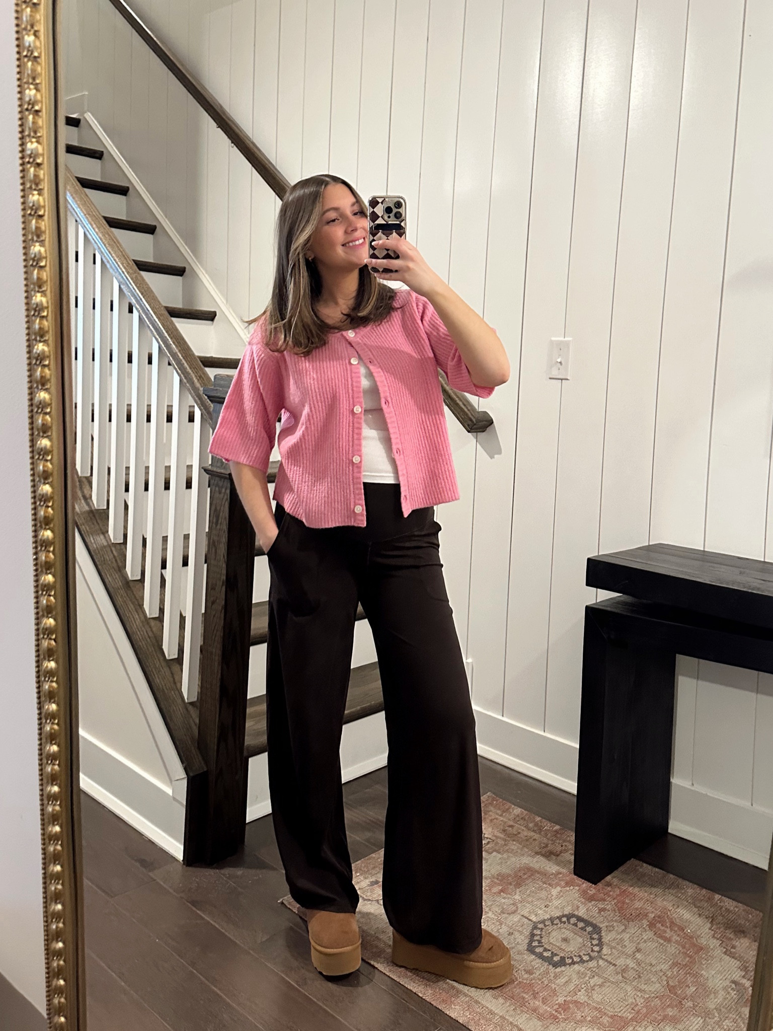 Medium in the sweater, medium short in the pants! 