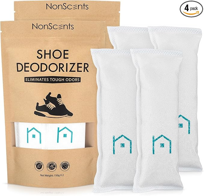 NonScents Shoe Deodorizer 2-Pack (4 Count) - Odor Eliminator, Air Freshener, Smell Absorber, Scen... | Amazon (US)