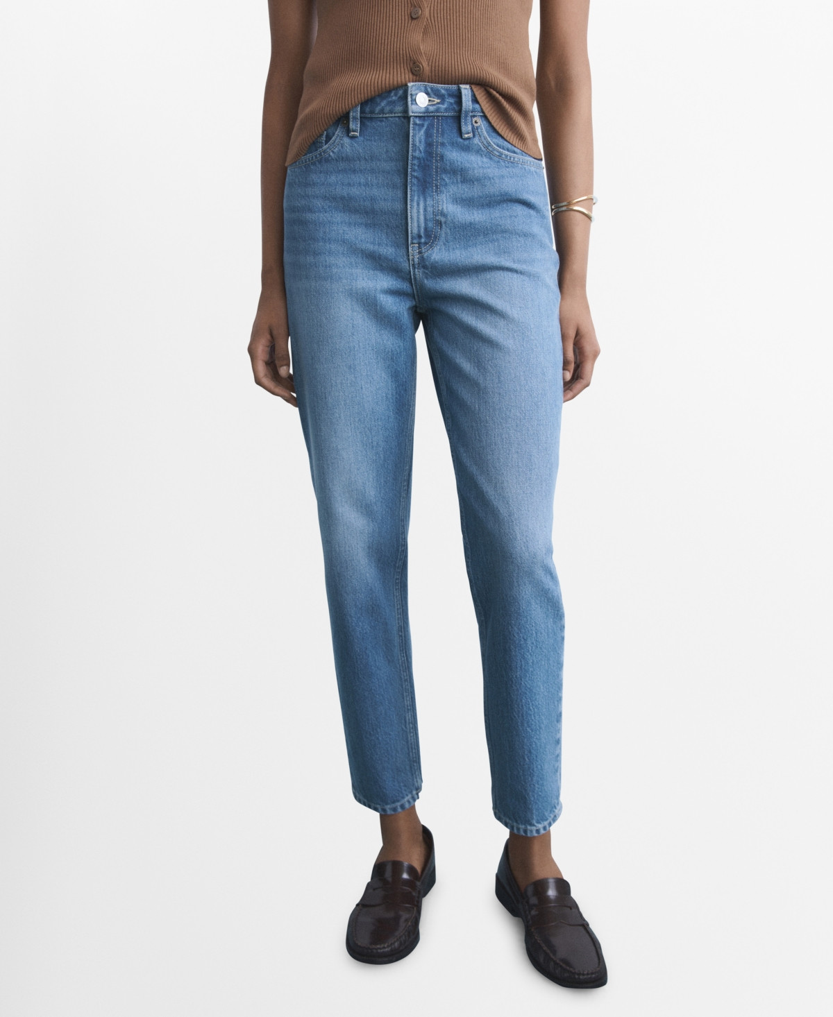 Mango Women's Mom2000 High-Rise Jeans - Medium Blue | Macy's