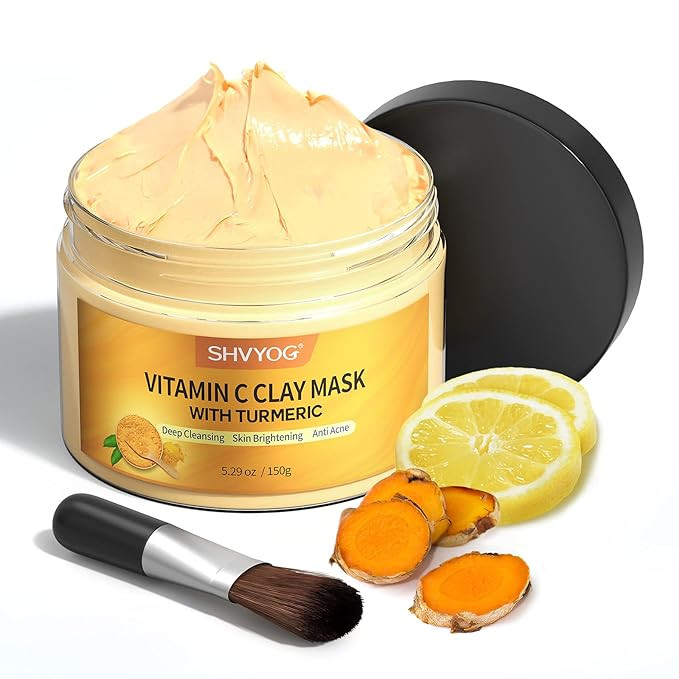 Vitamin C Face Mask with Kaolin Clay and Turmeric for Dark Spots, Dull Skin, Skincare Facial Mask... | Amazon (US)