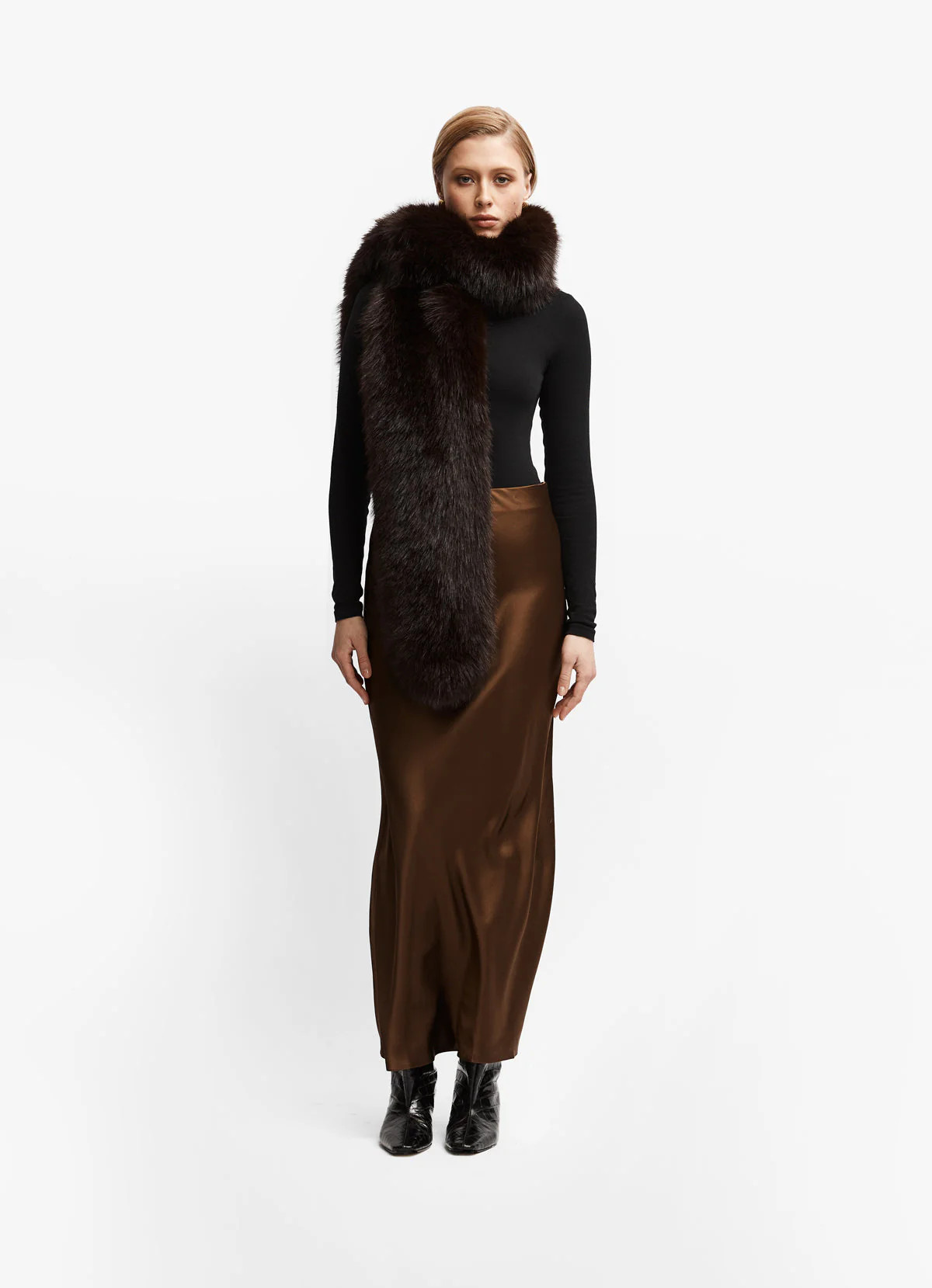 Brown Faux Fur Scarf | DE SAVARY LONDON