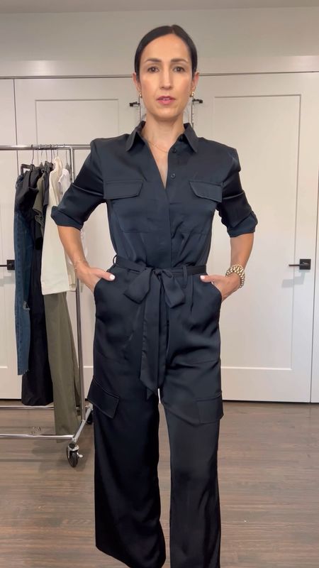 This $40 satin cargo jumpsuit is back in stock and now comes in ivory, olive green, pink, and purple! True to size. Petite friendly. Wearing XS  @walmart @walmartfashion #walmartfashion 

#LTKover40 #LTKfindsunder50 #LTKVideo