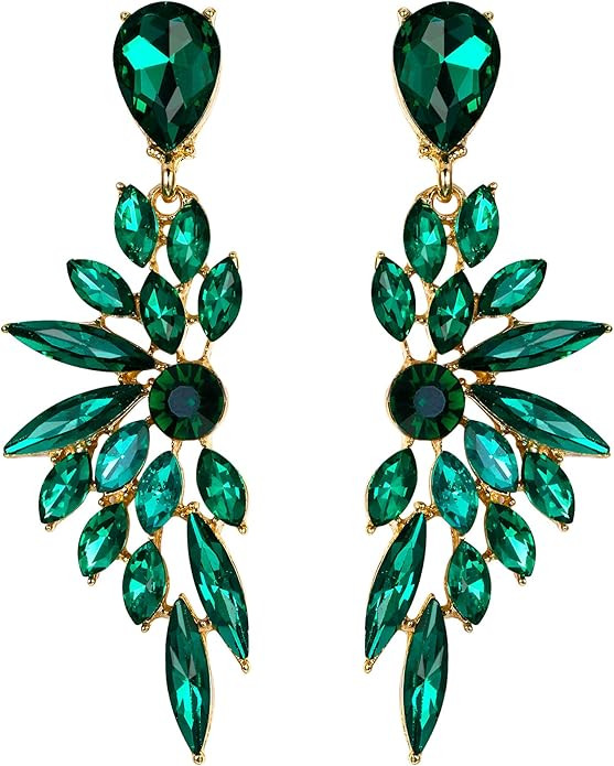 BriLove Women's Wedding Bridal Crystal Teardrop Multi Marquise Cluster Bling Dangle Earrings | Amazon (US)