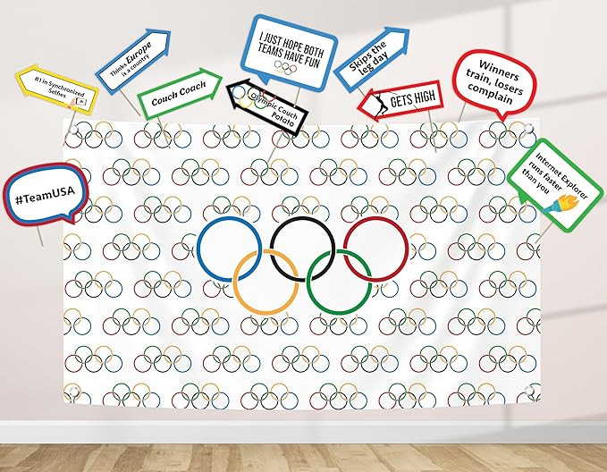 Olympic Decoration Kit - Includes Photography Backdrop & 10 Studio Selfie Photo Booth Props with ... | Amazon (US)
