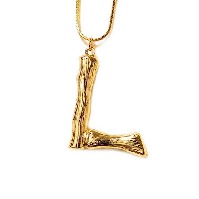 Dolovely 26 3D Letter Charm Bamboo Pendants Initial Necklace for Women Men Girls Gold Plated Snake C | Amazon (US)