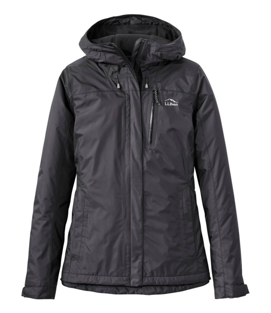 Women's Trail Model Rain Jacket, Fleece-Lined Black Small, Synthetic/Nylon L. L.Bean | L.L. Bean