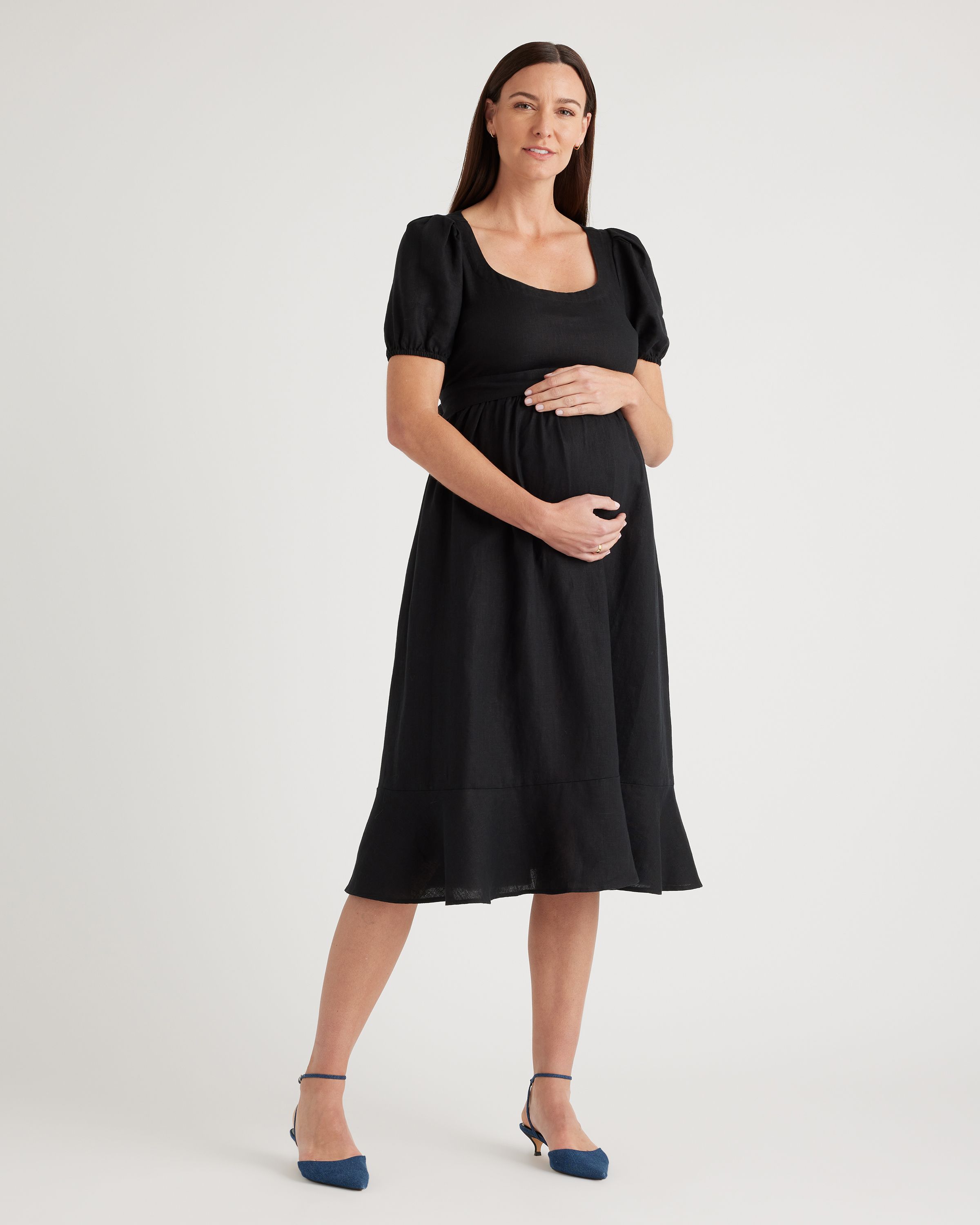 100% European Linen Maternity Midi Dress | Quince