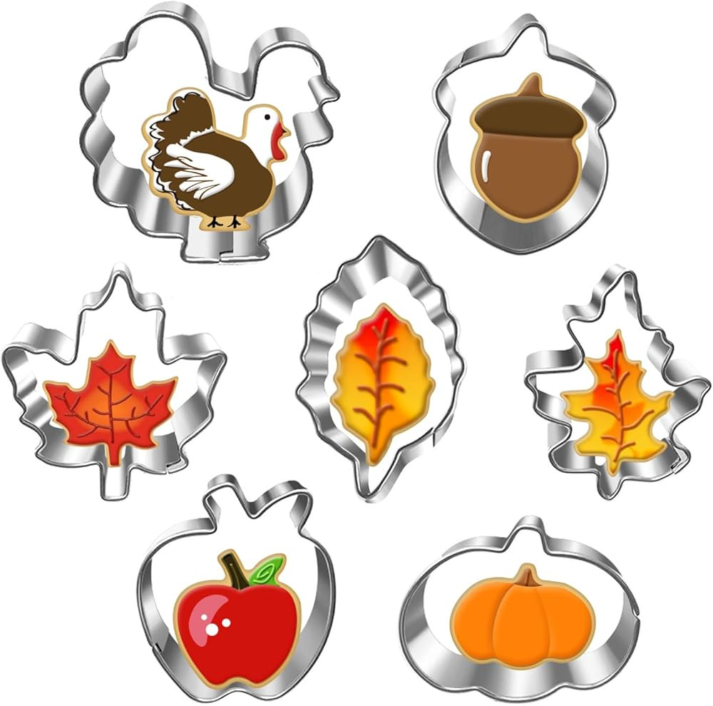 Mini Autumn Cookie Cutter Set-7 Piece-2.0 Inch-Diswasher Safe-Mini Autumn Leaf, Apple, Pumkin, Ac... | Amazon (US)