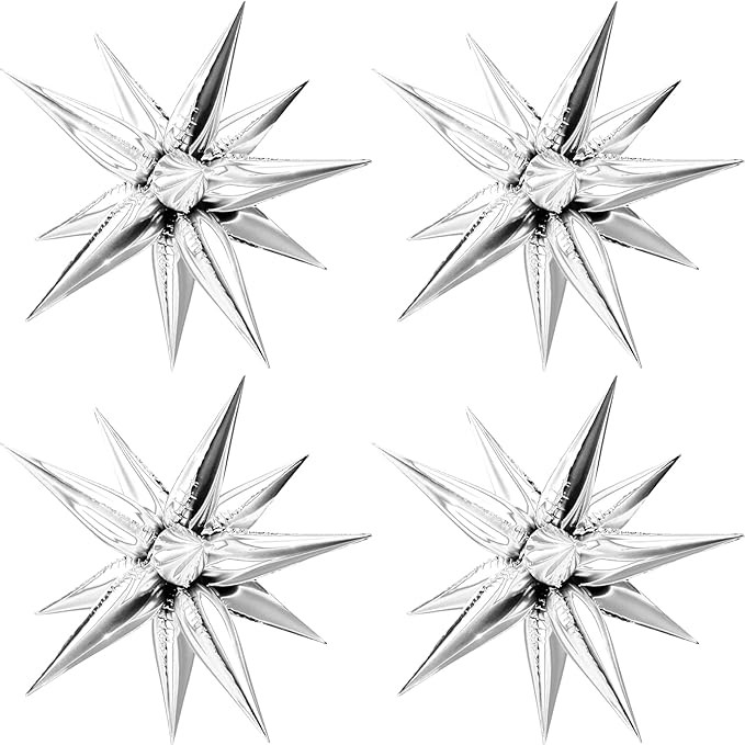 Moukiween 50 PCS Silver Star Balloons, 12 Point Spike Explosion Star Foil Balloons for Birthday P... | Amazon (US)