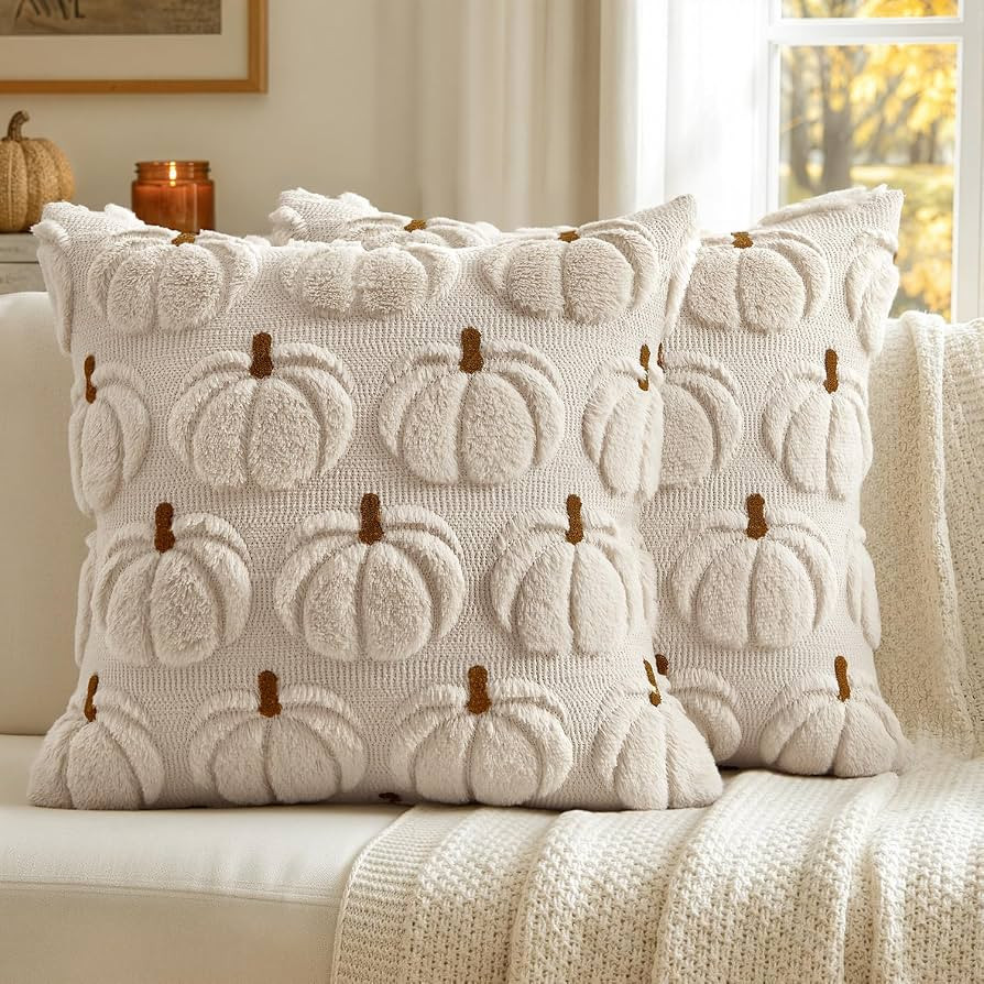 MIULEE Fall Pumpkin Pillow Covers Fall Decor Beige Brown Stem 18x18 | Amazon (US)