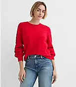 Fuzzy Pointelle Blouson Sweater | LOFT