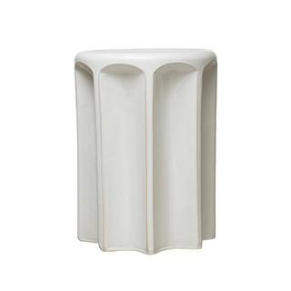 18.12 in. White Stoneware Sculpted Stool | The Home Depot