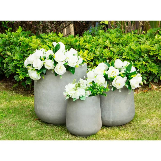 Kante Set of 3 Lightweight Concrete Footed Tulip Outdoor Planter - Rosemead Home & Garden, In... | Target