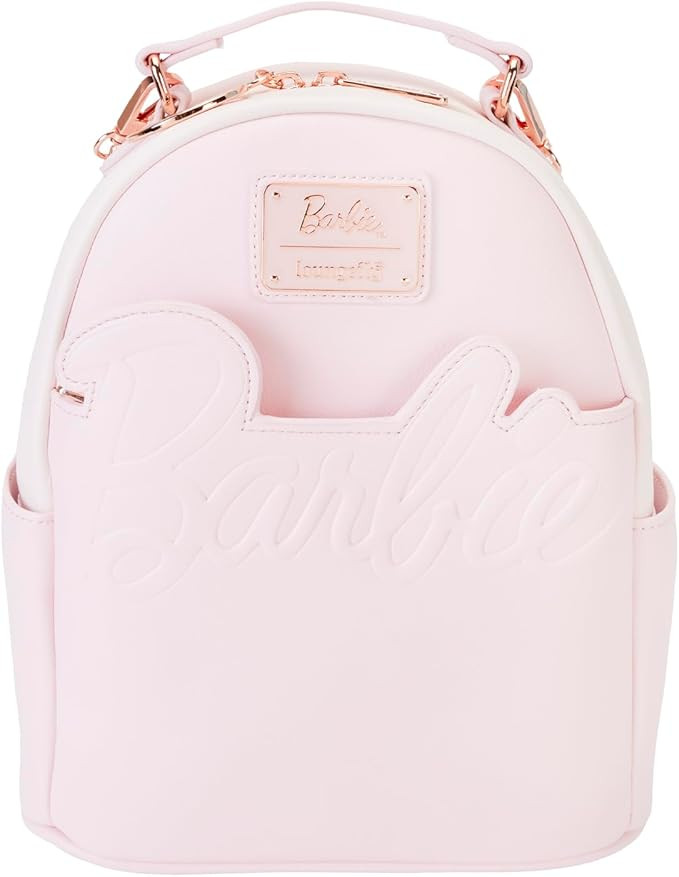 Loungefly Barbie Rose Gold Logo Convertible Backpack: Chic Style on the Go! | Amazon (US)