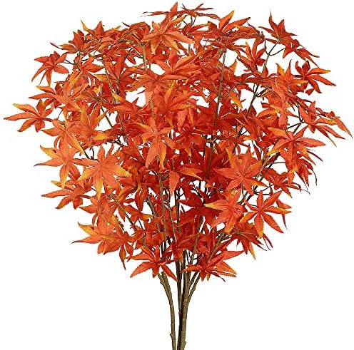 Sggvecsy 4Pcs Artificial Maple Leaves Branches Fake Fall Leaves Stems Maple Leaves Shrubs Autumn Lea | Amazon (US)