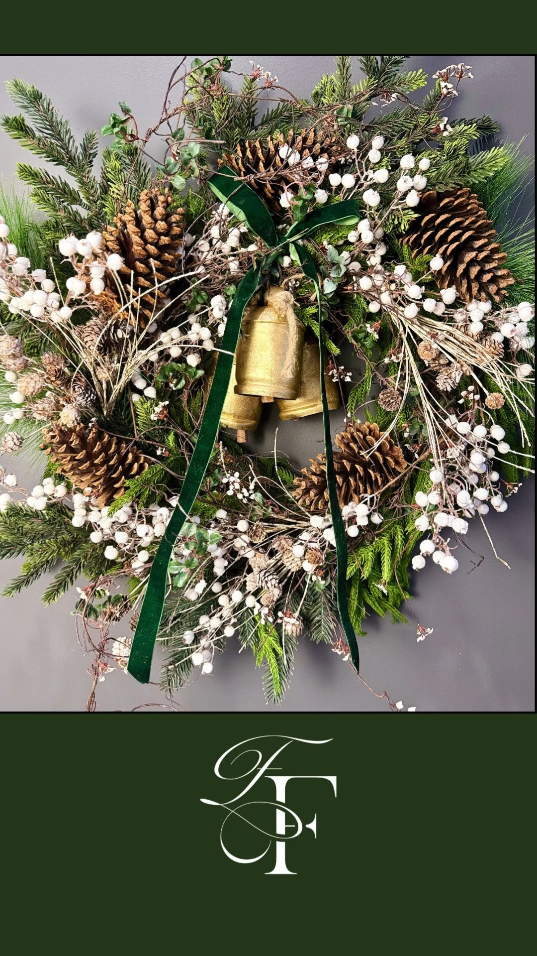 Ralph Lauren inspired faux flower wreath designed to bring timeless charm to your winter décor 🎄
White sparkle berries, pinecones, and World Market bells and faux greenery. Draping faux baby’s breath—classic rustic winter charm🎄🎄❤️ 

 #ltkchristmasdecor #ltkwreath #LTKGiftGuide #LTKHoliday #LTKSeasonal