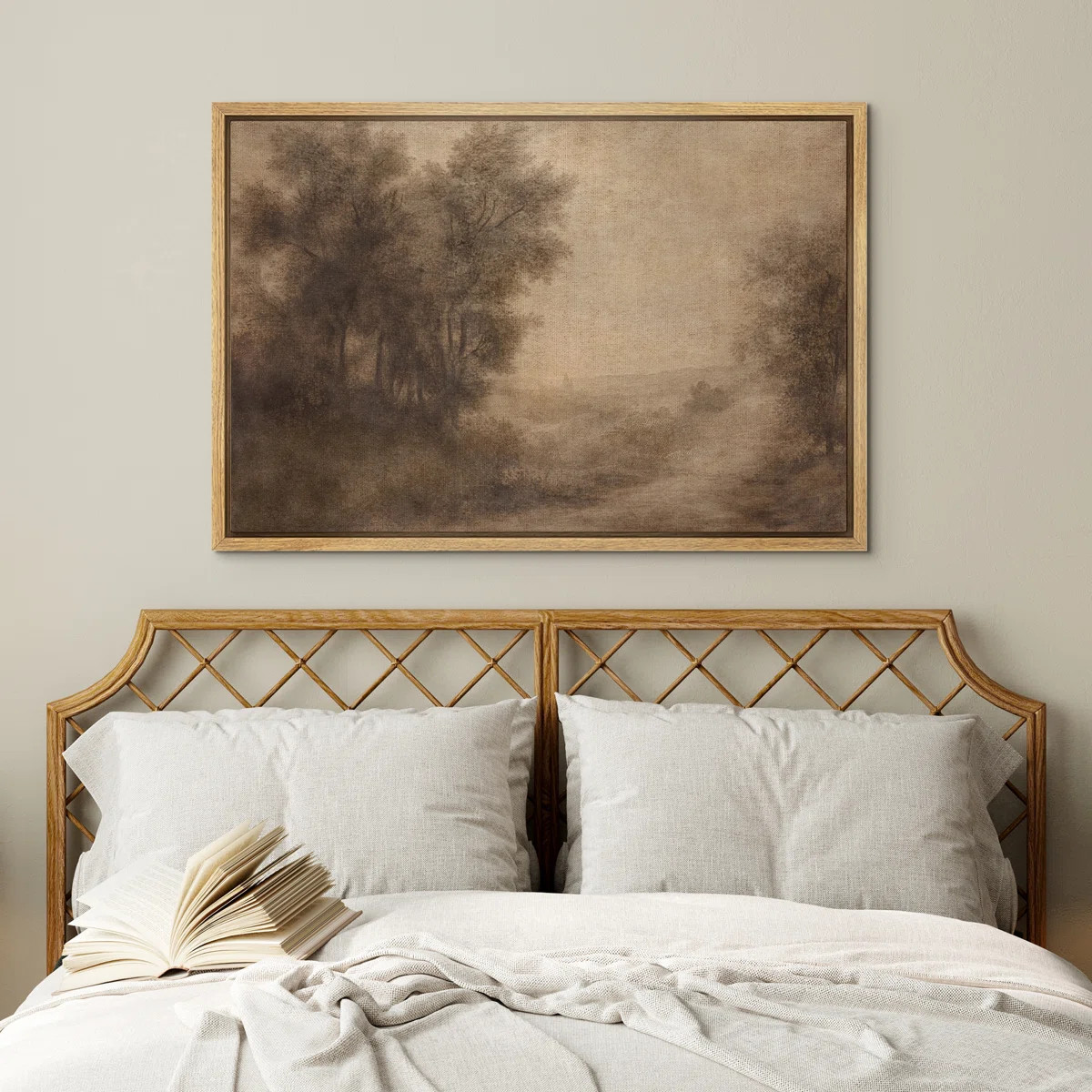 Forest Tree Landscape Classic Brown Framed Bedroom Wall Decorations Canvas Print | Wayfair North America