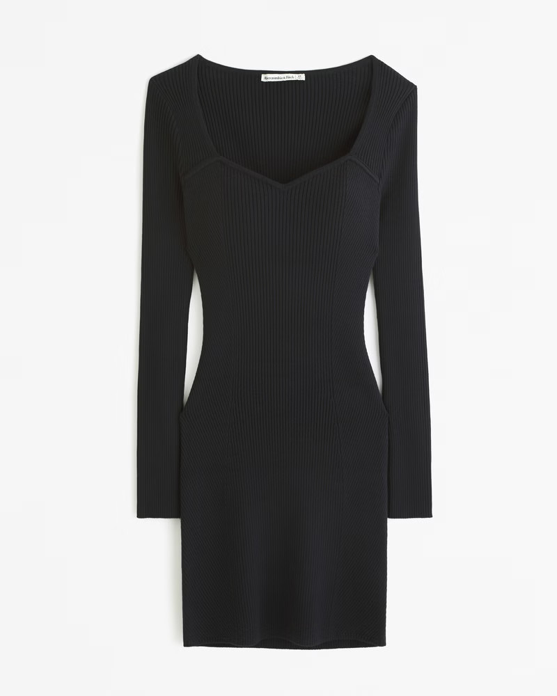 Long-Sleeve Sweetheart Mini Sweater Dress | Abercrombie & Fitch (US)