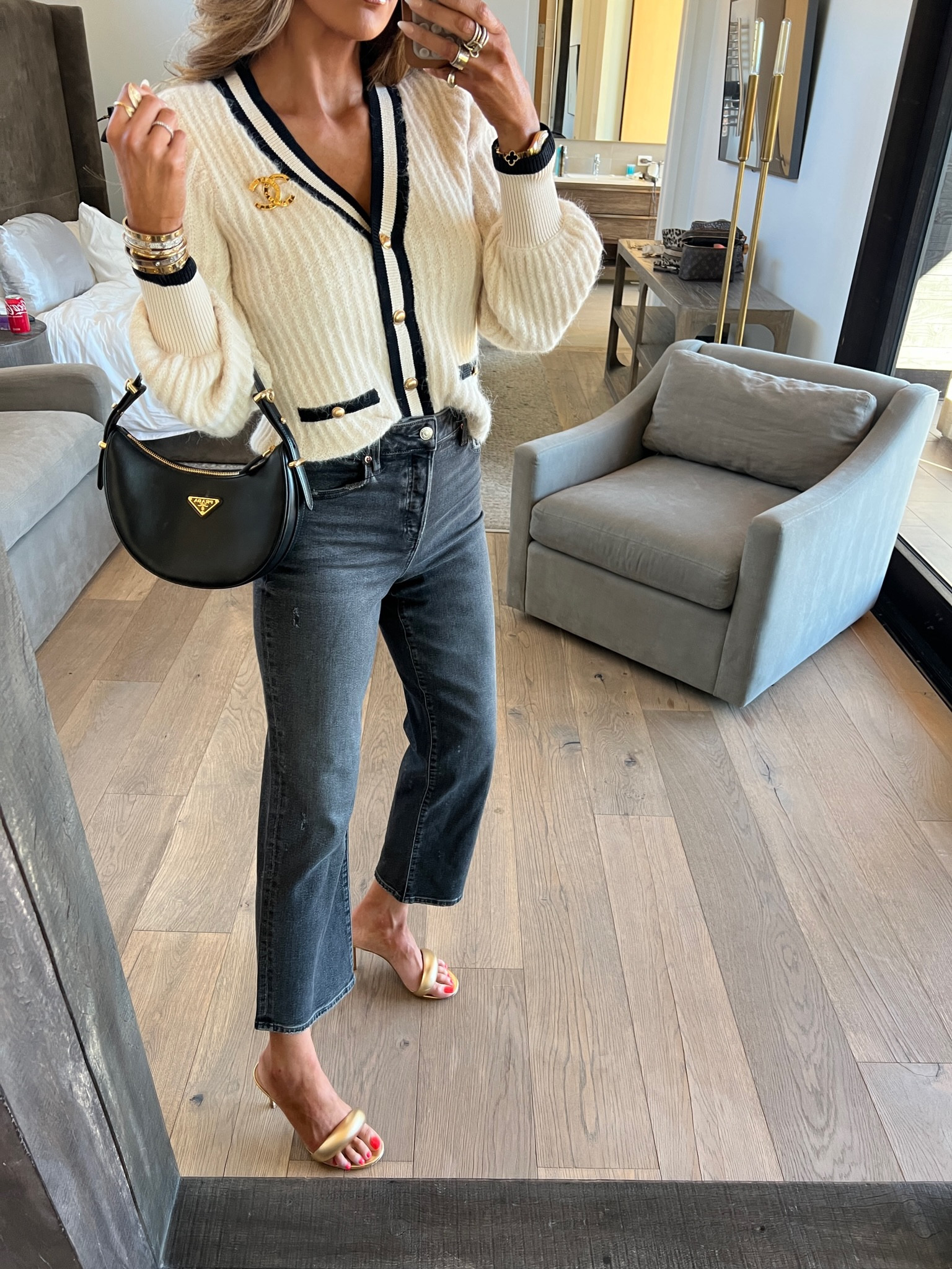 Wearing a size small in cardigan and size 0 in jeans!

40-50% off everything this weekend! (October 20-22) see Instagram stories / Aspen highlight tab to see full try on haul / review!

AGOLDE Jean lookalike, affordable high rise straight leg Jean, express denim review, tweed cardigan gold buttons, Fall fashion, black jeans, fall cardigan, fall denim, sale alert, express, dinner outfit, gold heels, Prada bag, Emily Ann Gemma 

#LTKsalealert #LTKtravel #LTKSeasonal